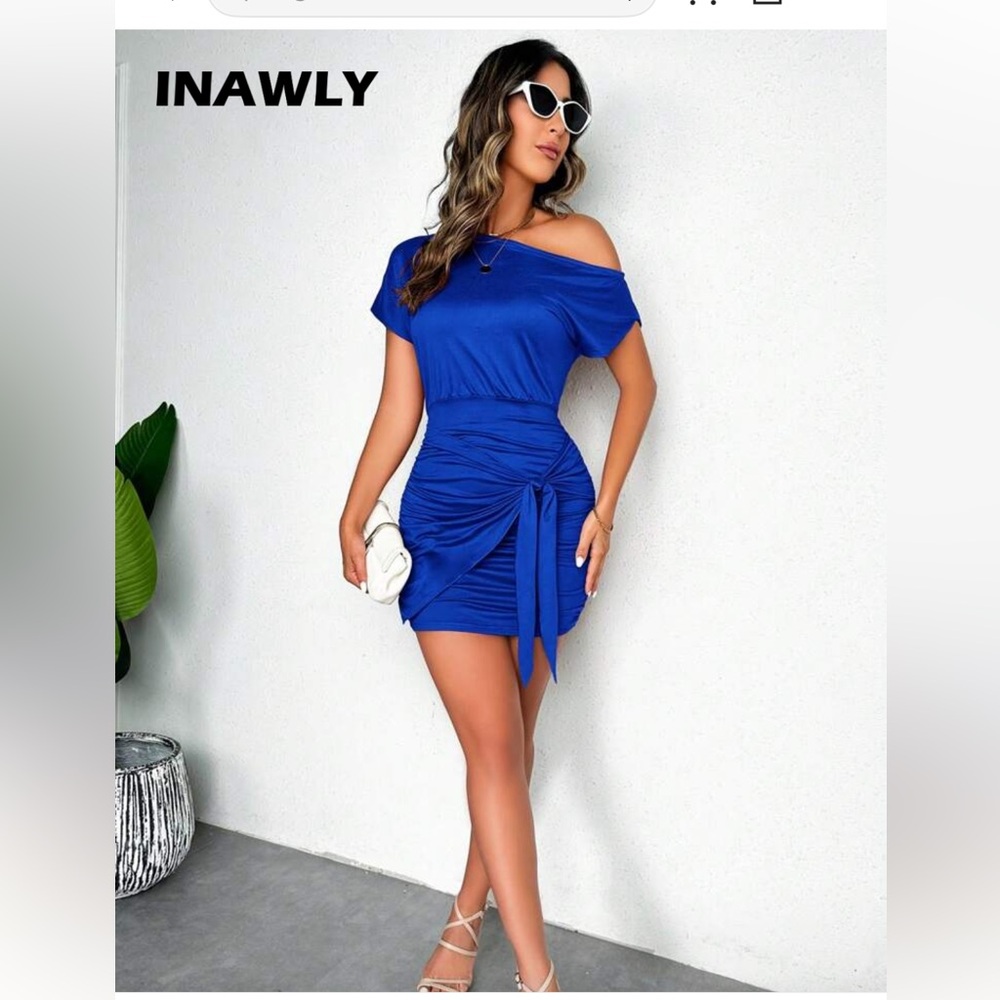 Elegant Blue Off-Shoulder Mini Dress